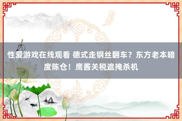 性爱游戏在线观看 德式走钢丝翻车？东方老本暗度陈仓！鹰酱关税遮掩杀机