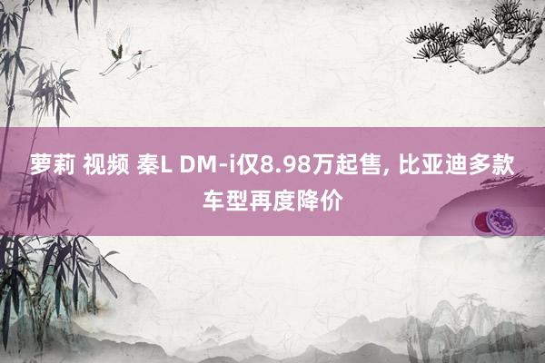 萝莉 视频 秦L DM-i仅8.98万起售, 比亚迪多款车型再度降价
