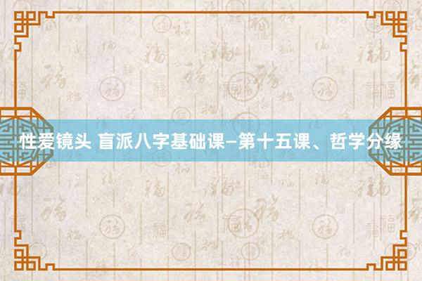 性爱镜头 盲派八字基础课—第十五课、哲学分缘