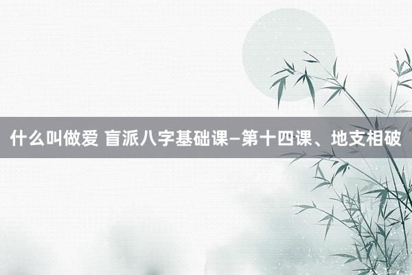 什么叫做爱 盲派八字基础课—第十四课、地支相破